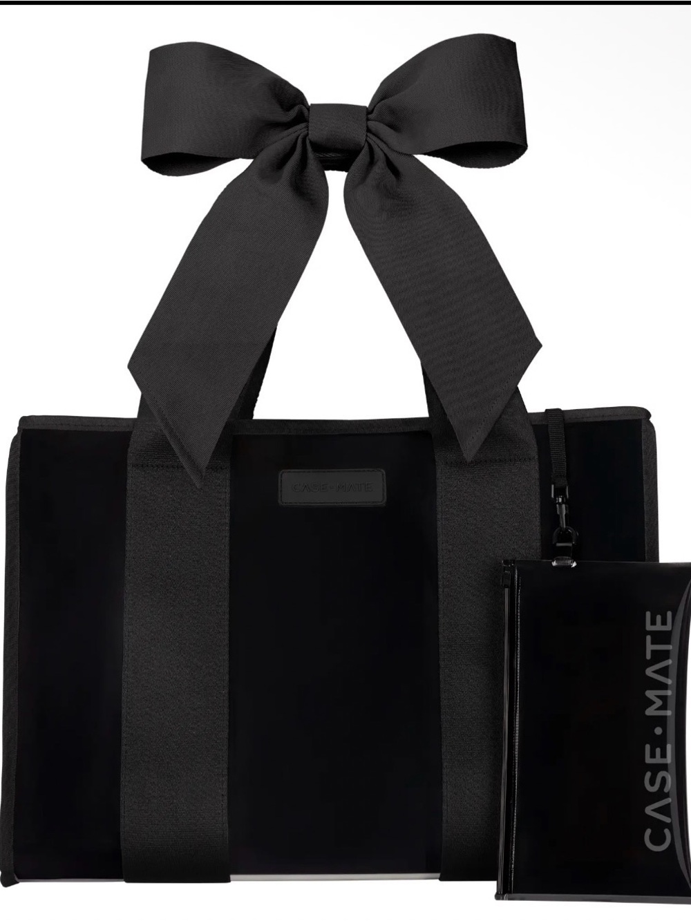 case-mate Black Ribbon Detail Tote with matching organizer insert